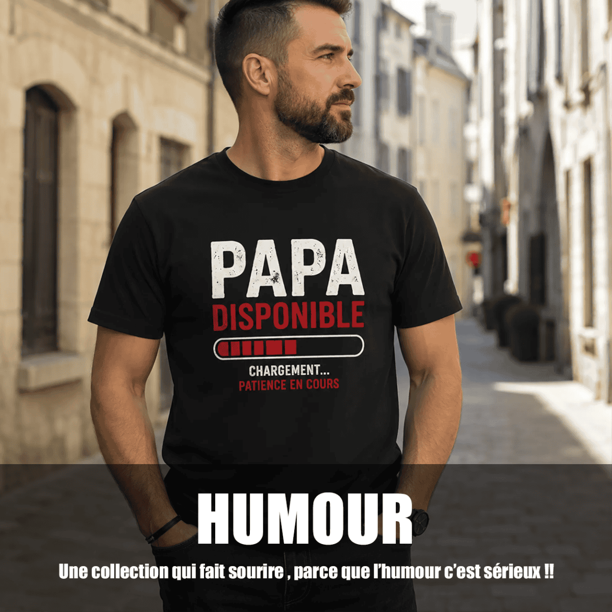 T-shirt humour Papa Disponible de la collection humour Pilou Shop, vêtements originaux pour offrir ou se faire plaisir.
